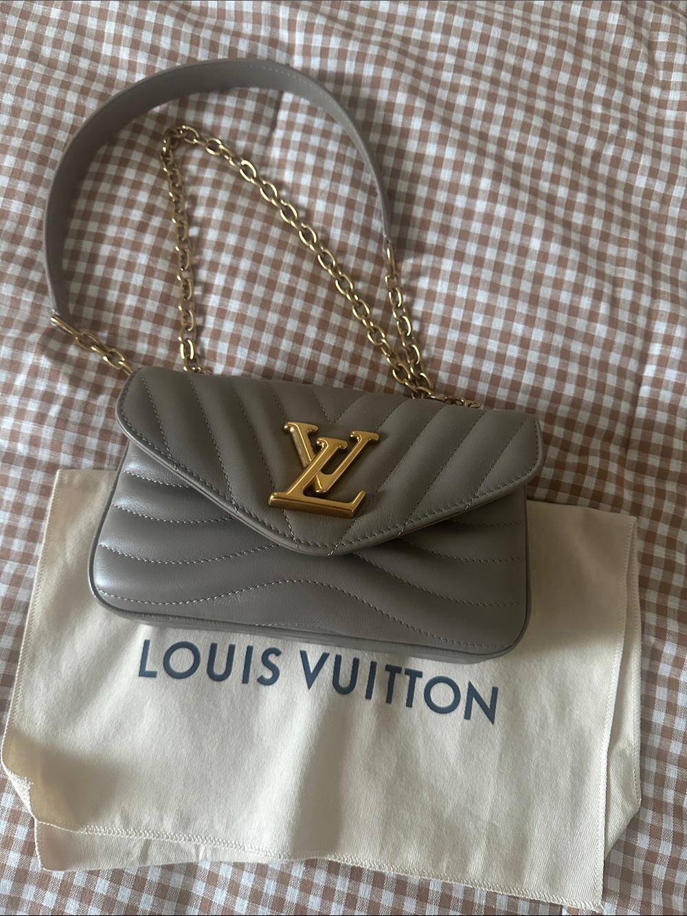 Louis Vuitton Taupe Quilted Chain Crossbody Bag
